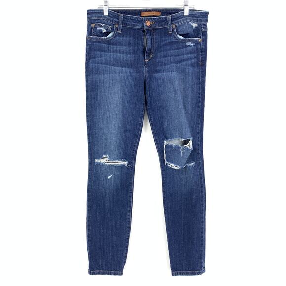 Joe's Jeans Women's Size 32 Icon Mid Rise Skinny Jeans Medium Wash Distressed - Picture 1 of 7